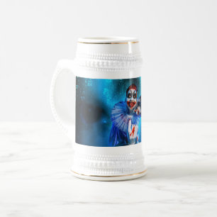 Caneca De Cerveja O palhaço ameaçador de SlipperyJoe Feliz Halloween