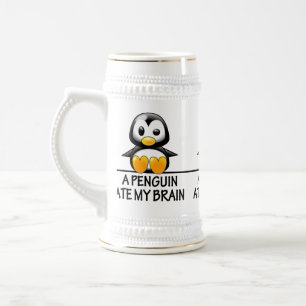Caneca De Cerveja O pinguim engraçado comeu meu gráfico do cérebr