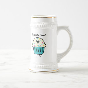 Caneca De Cerveja O tempo do cupcake com polvilha o fundente doce da