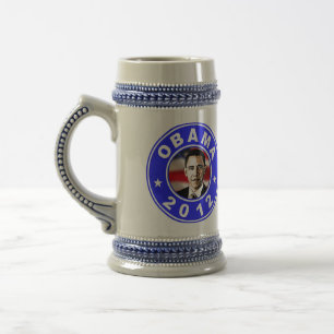 Caneca De Cerveja Obama 2012 - Azul