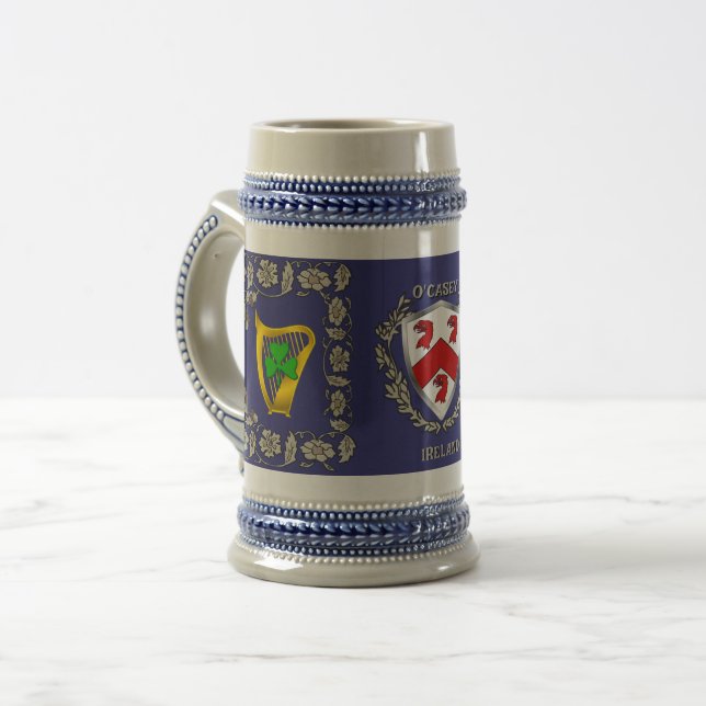 Caneca De Cerveja O'Casey/Casey Irish Shield w/Harp Personalizado (Frente Esquerda)