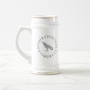Caneca De Cerveja Odin Corvo Coruja Mitologia Viking runas rúnico