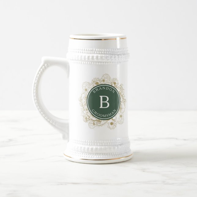 Caneca De Cerveja Oferta de Padrinhos de casamento Elegantes Verde-O (Esquerda)