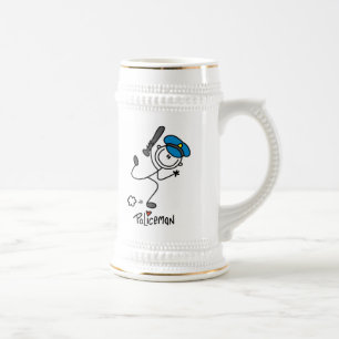 Caneca De Cerveja Oficial de polícia básico em figura de palito