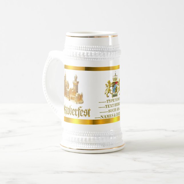 Caneca De Cerveja Oktoberfest Bavaria Crest, Castle Personalizado (Frente Esquerda)