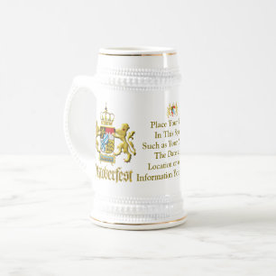 Caneca De Cerveja OKTOBERFEST Bavaria Crest Genuine PERSONALIZADO