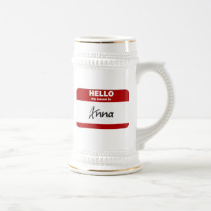 Caneca De Cerveja Olá! meu nome é Anna (vermelha)