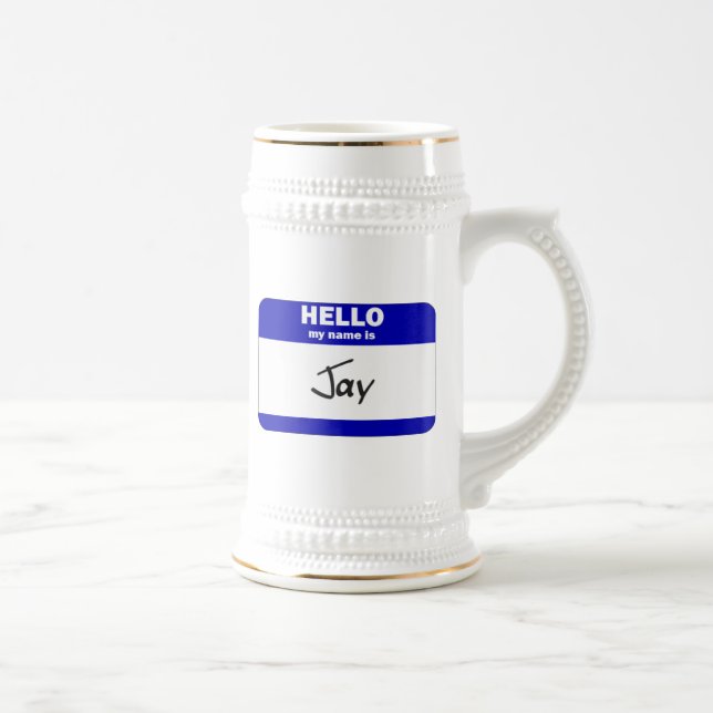 Caneca De Cerveja Olá! meu nome é Jay (azul) (Direita)