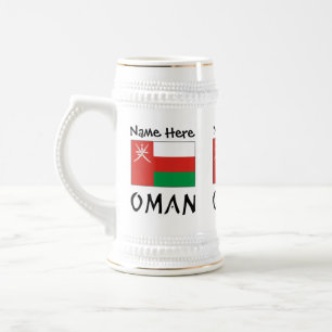 Caneca De Cerveja Omã e a Bandeira Omanita com o Seu Nome
