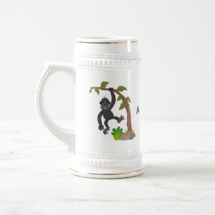 Caneca De Cerveja Óptica de desenho animado de gorila de bebê feliz