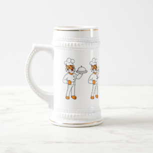 Caneca De Cerveja Óptica de desenho animado de tigre engraçado