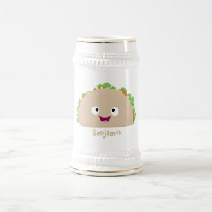 Caneca De Cerveja Óptica ilustração do desenho animado do taco feliz