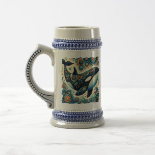 Caneca De Cerveja Orca Killer Whale Floral Whimssic - Praia Náutica