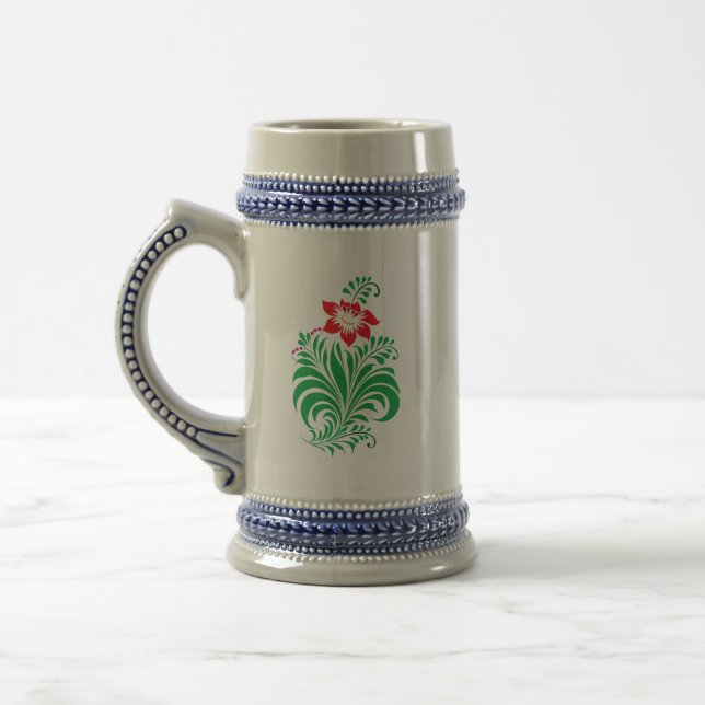 Caneca De Cerveja Ornamental Floral Flower Design – Elegant (Esquerda)