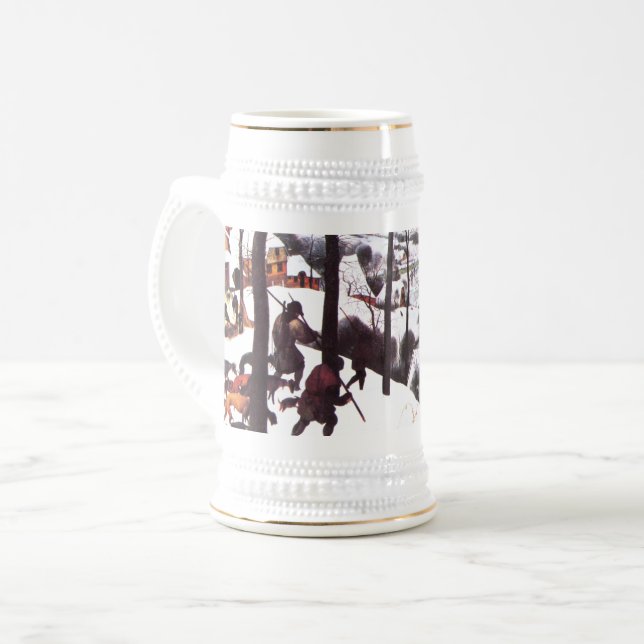 Caneca De Cerveja "Os Caçadores na Neve" Bonito presente de Natal (Frente Esquerda)