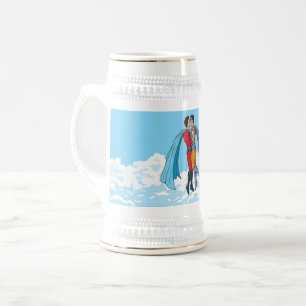 Caneca De Cerveja Os dois super-heróis de Slipperyjoe beijando perso