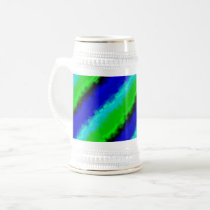 Caneca De Cerveja Padrão arco-íris 3D abstrato azul verde
