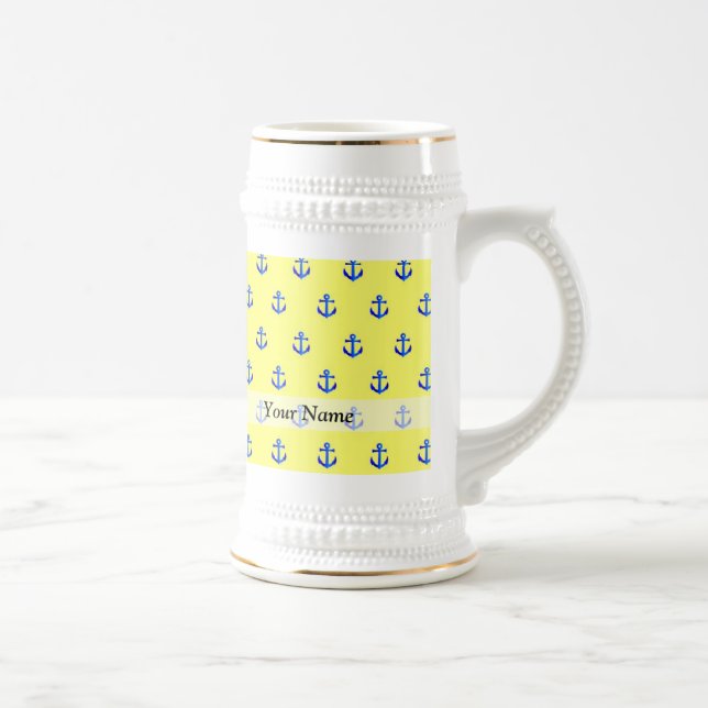 Caneca De Cerveja Padrão de âncora amarela (Direita)