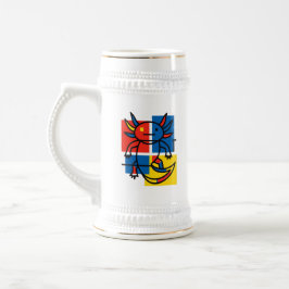 Caneca De Cerveja Padrão de Arte Abstrata Divertido de Axolote Piet 