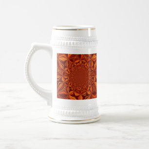 Caneca De Cerveja Padrão de Arte Digital Kaleidoscópio Vermelho-6754
