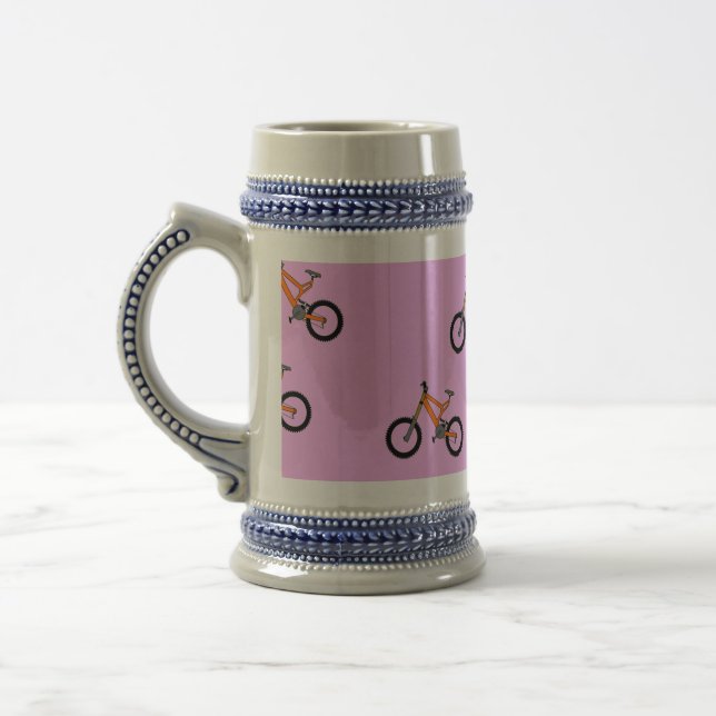 Caneca De Cerveja Padrão de bicicletas a rosa (Esquerda)
