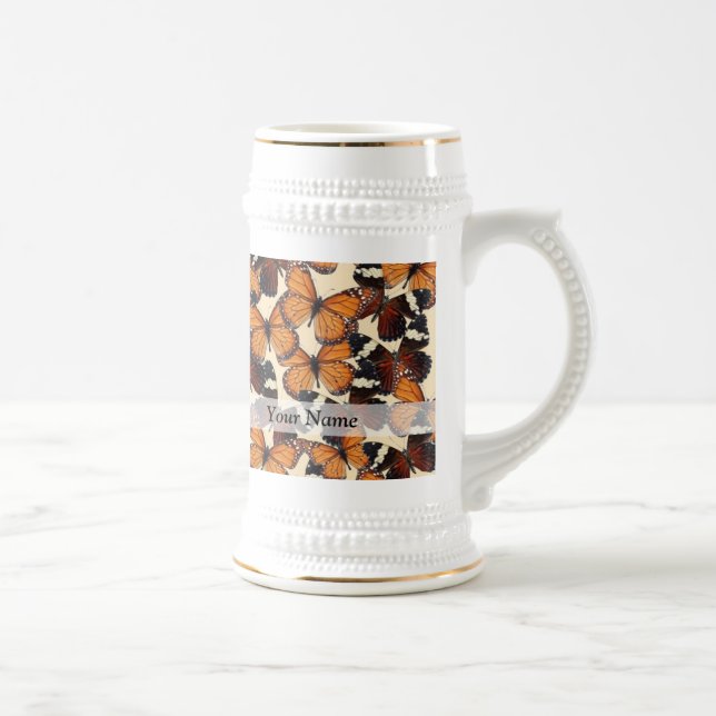 Caneca De Cerveja Padrão de borboleta marrom (Direita)