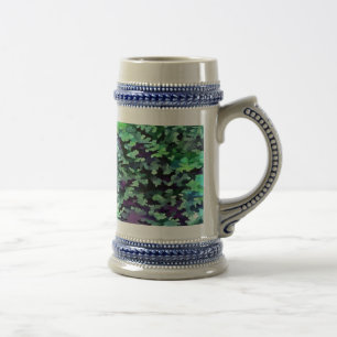 Caneca De Cerveja Padrão de Camuflagem Verde Jade e Roxo