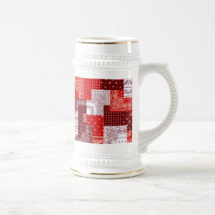 Caneca De Cerveja Padrão de Costura de Patchwork de Bandana Vermelha