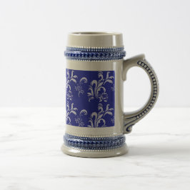 Caneca De Cerveja padrão de damasco azul