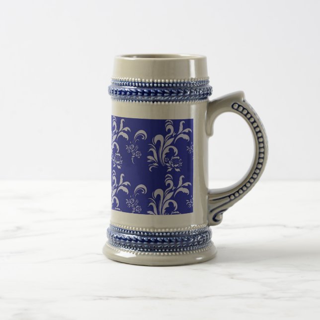 Caneca De Cerveja padrão de damasco azul (Direita)