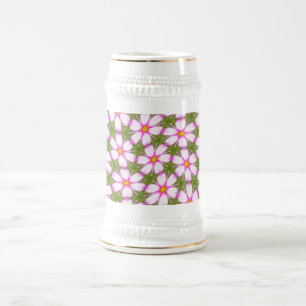 Caneca De Cerveja Padrão de Flores do Cosmos