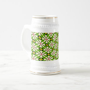 Caneca De Cerveja Padrão de Flores Estéticas