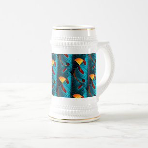 Caneca De Cerveja Padrão de Folha de Palma Verde