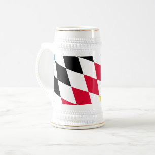 Caneca De Cerveja Padrão de Sinalizador de Diamante Baviera Azul Ama