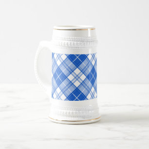 Caneca De Cerveja Padrão de Tartan Branco Azul Escuro yxm0uat9 na di