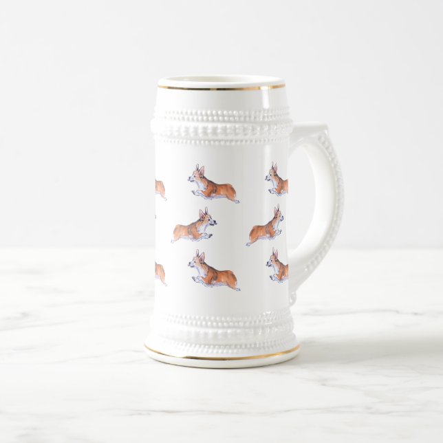 Caneca De Cerveja Padrão de verão de voo de Corgi (Frente Esquerda)