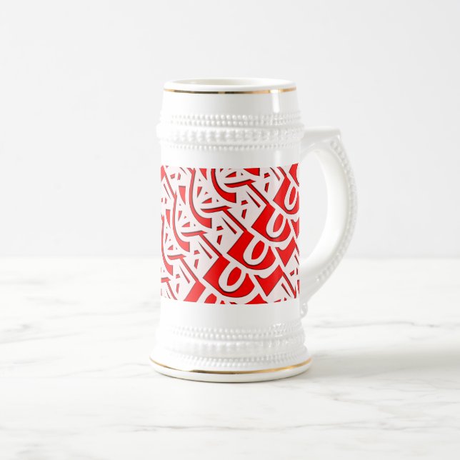Caneca De Cerveja Padrão decorativo monograma (Frente Esquerda)