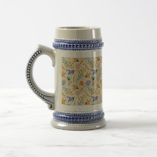 Caneca De Cerveja Padrão Floral Colorido à Mão- 23595