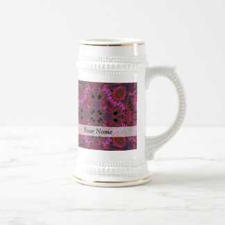 Caneca De Cerveja Padrão fractal digital magenta