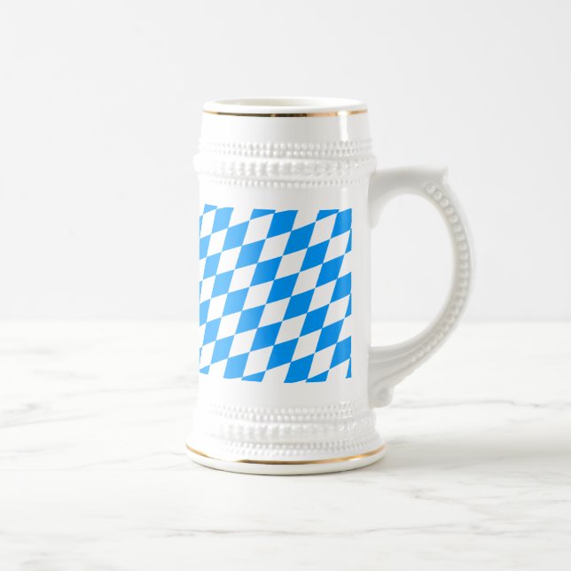 Caneca De Cerveja Padrão Moderno Azul Branco Fresco Baviera (Direita)