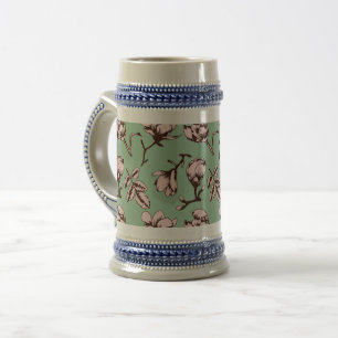 Caneca De Cerveja Padrão sem costura com botões de flores de primave