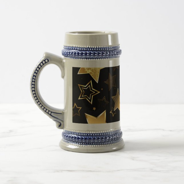 Caneca De Cerveja Padrão sem costura com estrelas de Ouro (Esquerda)
