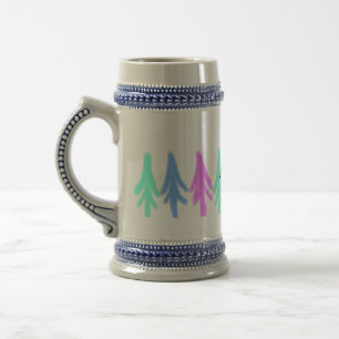 Caneca De Cerveja Padrão simples de Natal em aquarela com monograma