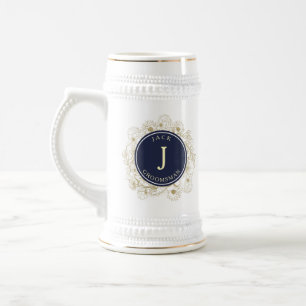 Caneca De Cerveja Padrinhos de casamento azuis do Marinho moderno