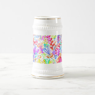 Caneca De Cerveja Padrões abstrato de flores coloridas