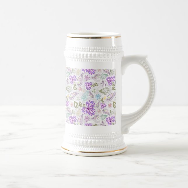 Caneca De Cerveja Padrões pastel paisley de cor branca (Direita)