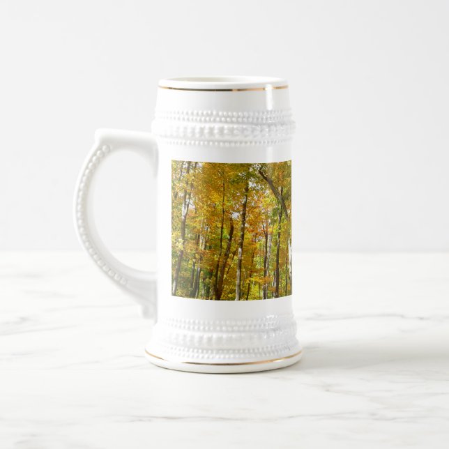 Caneca De Cerveja Paisagem de outono de Folhas Amarelas na Floresta (Esquerda)