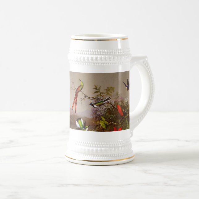 Caneca De Cerveja Paisagem tropical com dez beija-flores (Frente Esquerda)