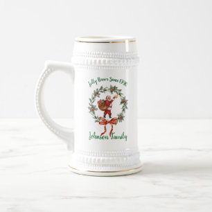 Caneca De Cerveja Papai Noel Bebendo Cerveja Vintage