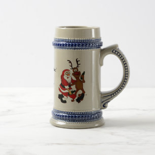 Caneca De Cerveja Papai noel com alce - Prost tu sacos!